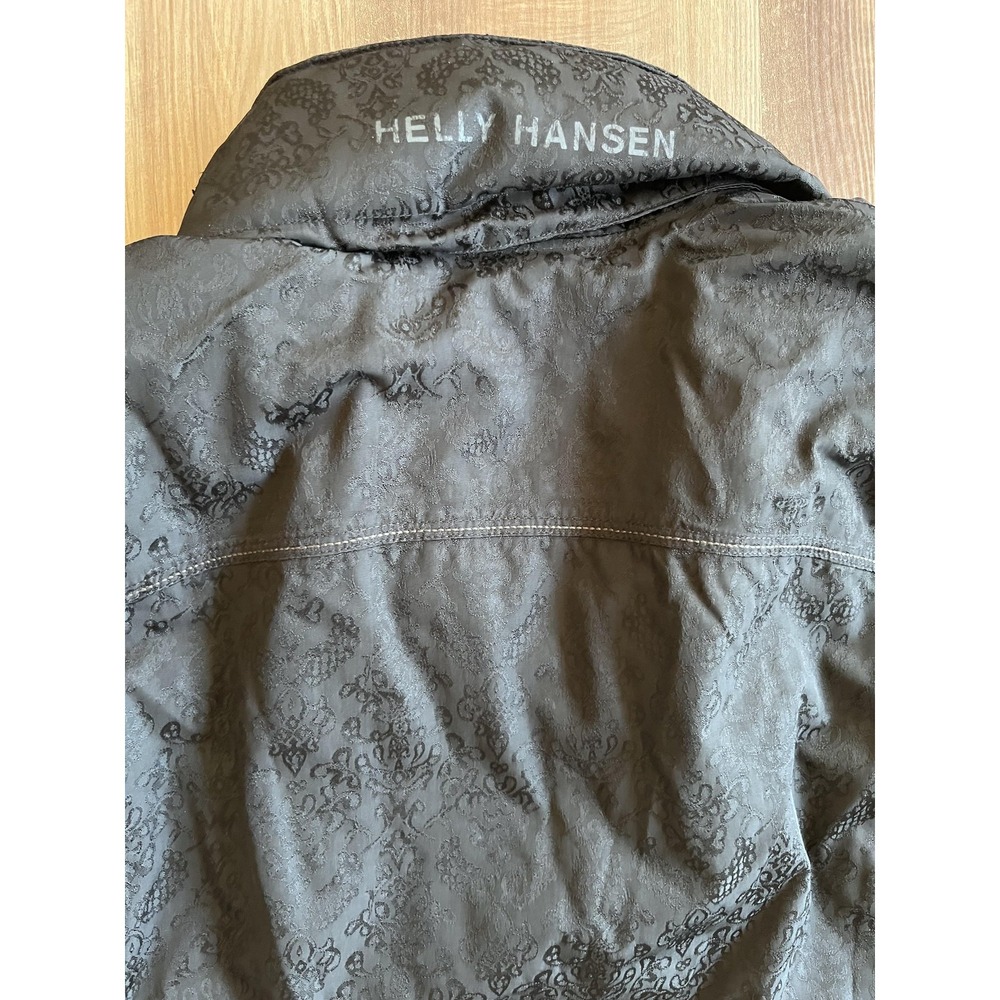 Helly Hansen Coat Womens Large Black Floral Jacquard Mid Length Zip Parka - Picture 6 of 6